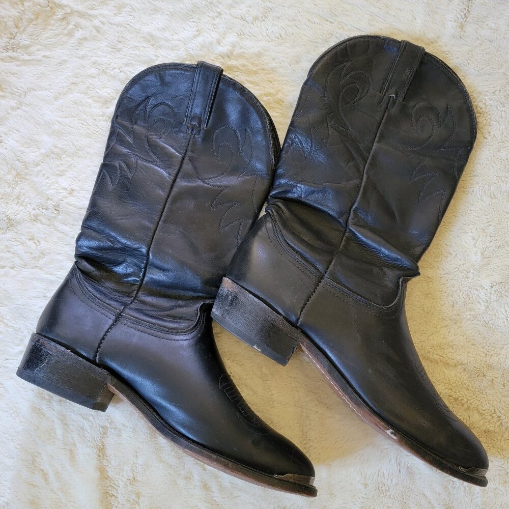 Men's Black Leather Durango Cowboy Boots Size 10